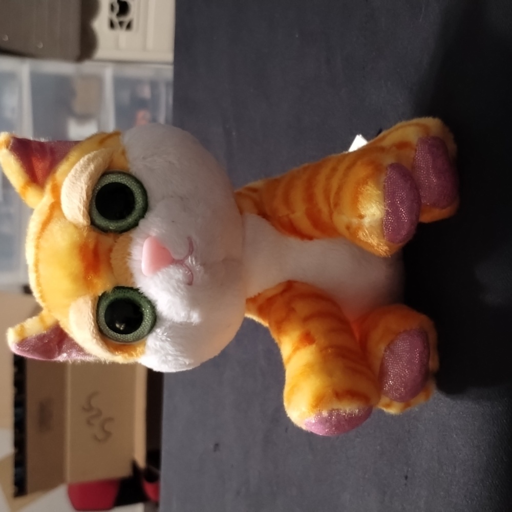 Russ Lil Peepers Cat Plush Amber 6" Eyes Orange Tabby Striped Stuffed Animal Toy
